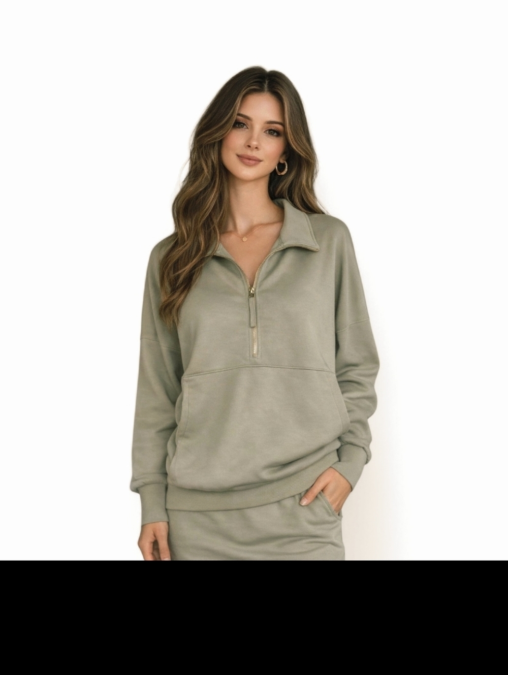 P.CILL Butter Modal Zip Pullover Sage Taupe Soft Luxe Lounge Top S